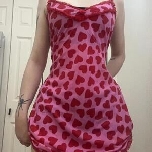 pink and red heart mini dress